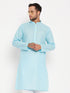 Vastramay Men's Aqua Cotton Kurta